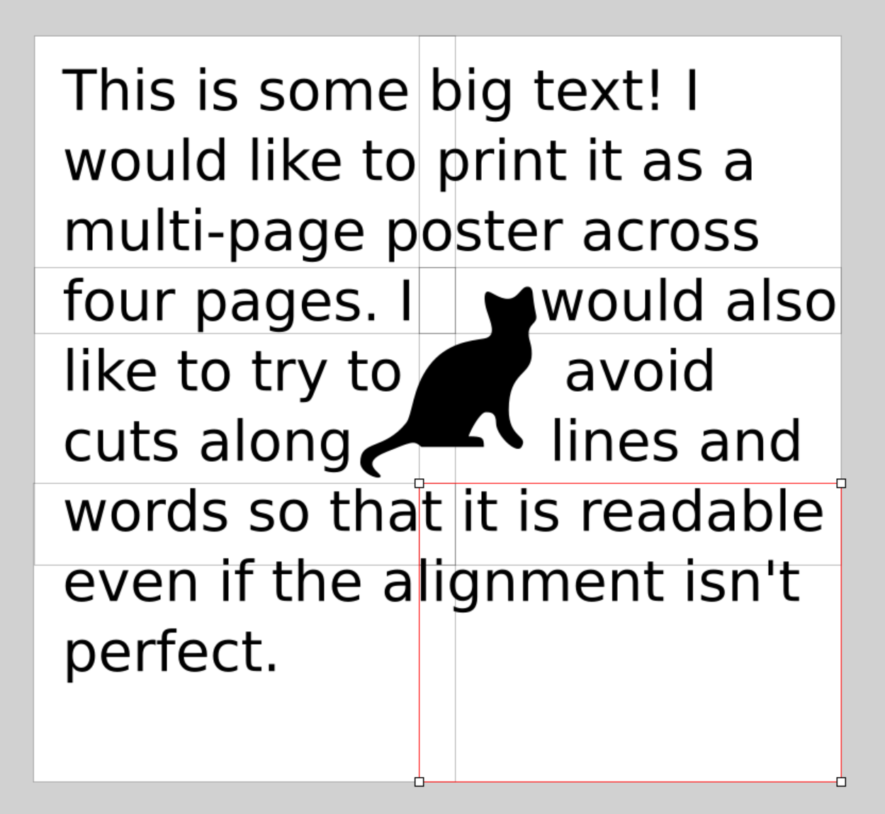 Some text and a cat silhouette tiled over six pages